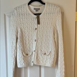 J. Crew Women's Ivory Cable Knit Cardigan